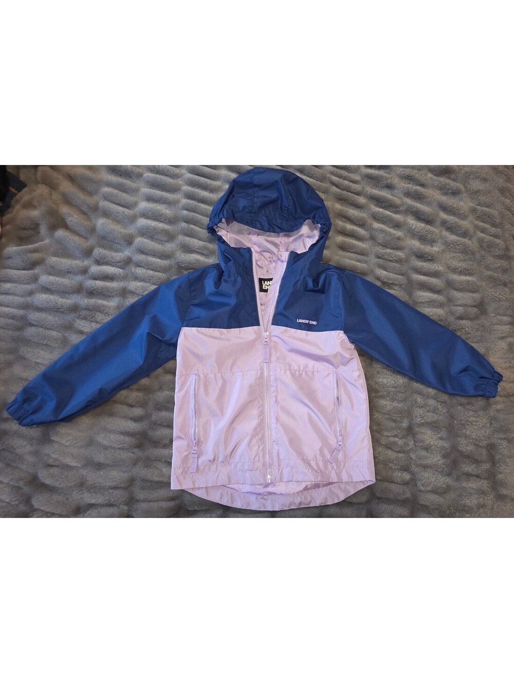 Lands' End Girls Blue and Light Purple Hooded Jacket